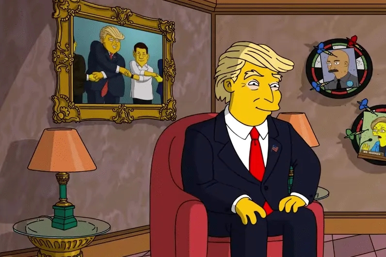 Cena de Trump sentado em Simpsons