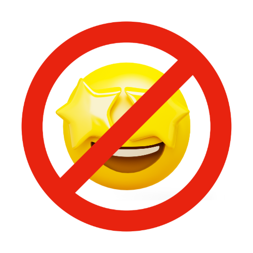 Emoji de olhos de estrelas sendo praticamente não permitido